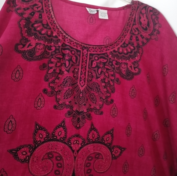 Santé Classics Deep pink all over Paisley Print  Kaftan Duster OS - Picture 4 of 9